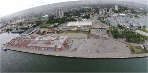 Figure 1: Aerial shot of the present day state of Piers 7 and 8 in Hamilton (source: Pier 7 and 8 Urban Design Study)