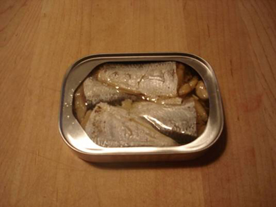 Open can of sardines, packed the way you would expect