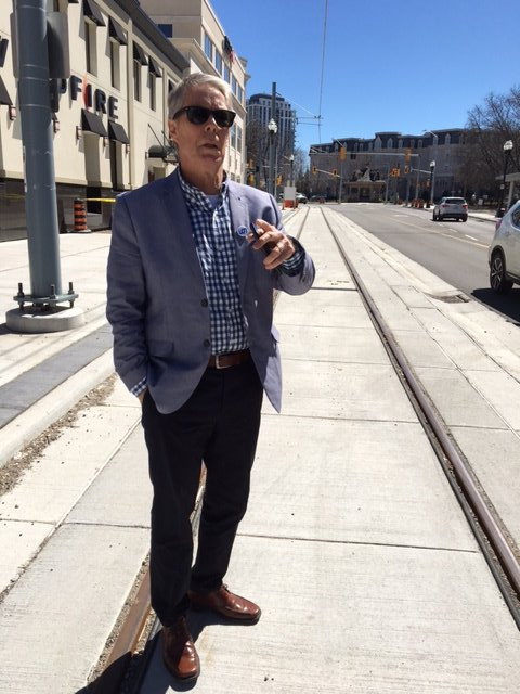 Mayor Eisenberger on Waterloo ION LRT track
