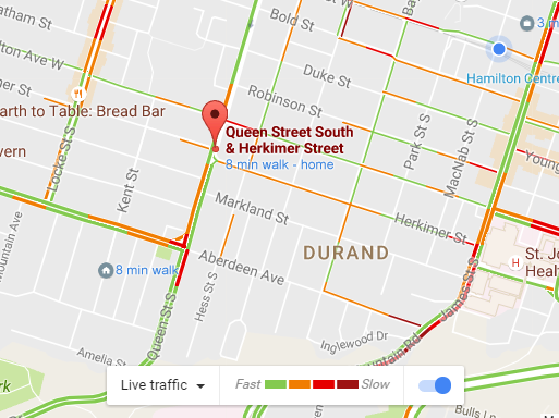 Google Maps Live Traffic for September 9, 2016 at 8:58 AM
