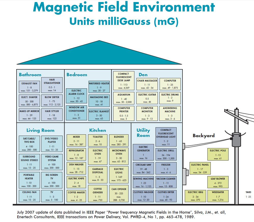 Graphic: Magnetic Field Environment, Units mulliGauss (mG)