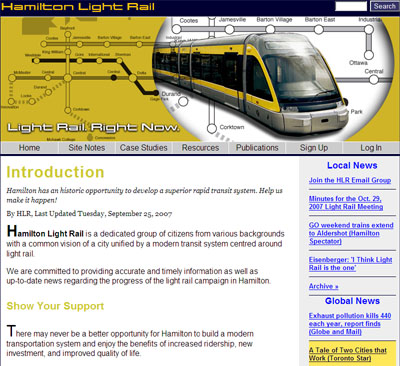 Hamilton Light Rail website