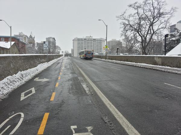 Hunter Street bike lanes cleared of snow on December 11