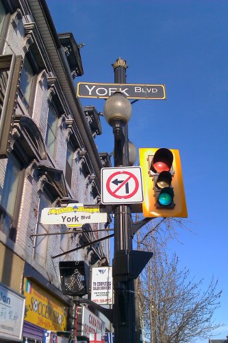 No left turn from James onto York