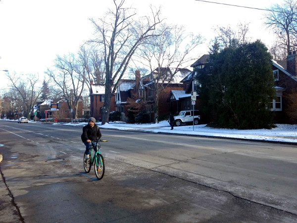 A cyclist riding on Sterling