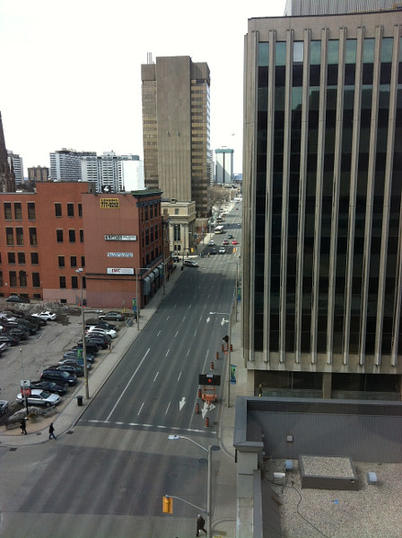 Main Street, view from John Sopinka Courthouse at 1:30 PM on a weekday (RTH file photo)
