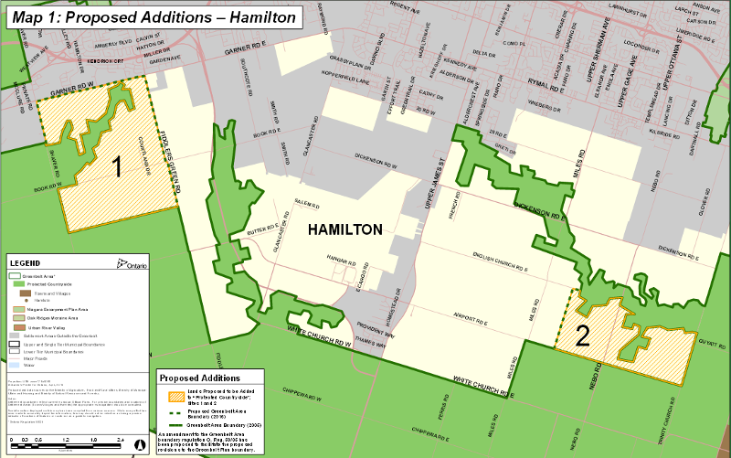 Proposed Hamilton additions to the Greenbelt
