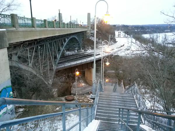 York Boulevard High Level Bridge and stairs to Waterfront Trail