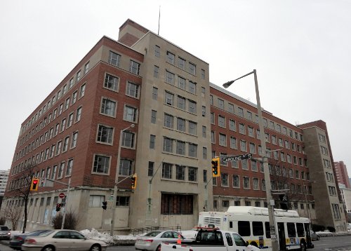 Pre-demolition: Revenue Canada Building at Main and Caroline (RTH file photo)