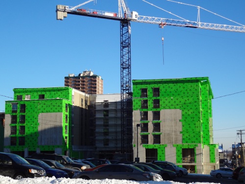 Construction of the Staybridge Suites hotel at George and Caroline (RTH file photo)