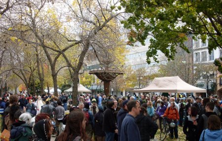 350 Marchers congregate at Gore Park for 3:00 PM