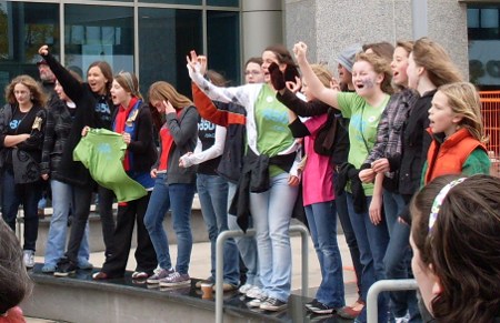 Young people lead the march