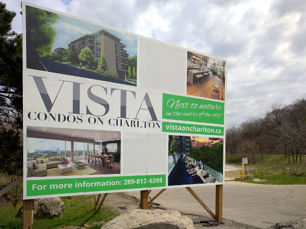 Sign for The Vista condominiums at 467 Charlton Avenue East (RTH file photo)