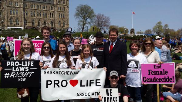 Andrew Scheer at an anti-choice rally in Saskatchewan