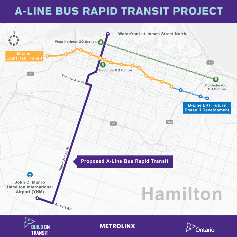 A-Line BRT map