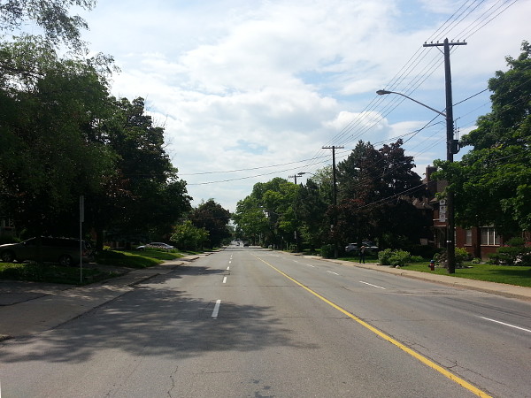 Aberdeen Avenue, late afternoon on a weekday, looking desolate