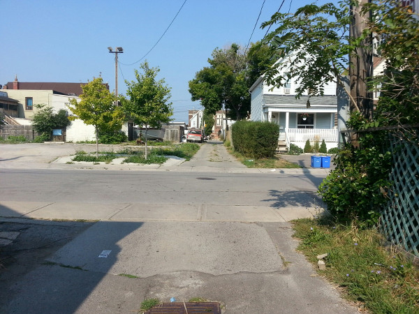 Street crossing on alleyway north of Barton Street (Image Credit: Ryan McGreal)