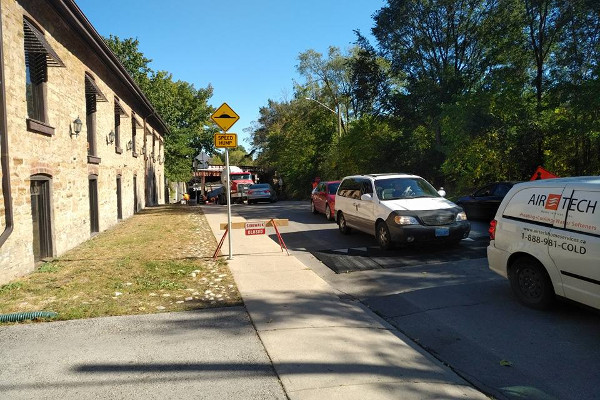 Sidewalk closed on Young east of Ferguson