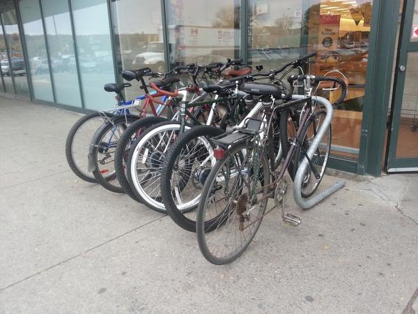 Bikes parked at Dundurn Fortinos on October 29