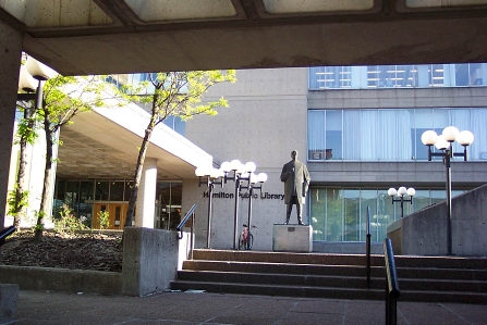 Hamilton Central Library has an obscured main entrance