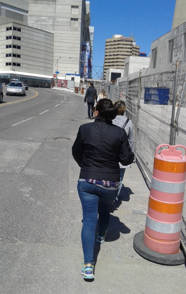 Rees north of Lakeshore - Lots of people and no cars. Let's just take out the sidewalk, then.