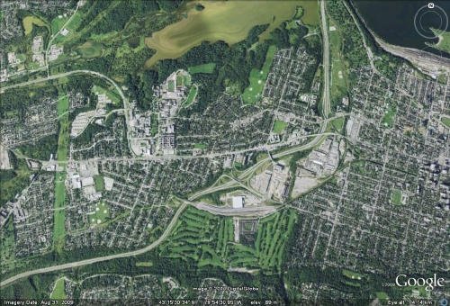 Google Maps: Note how the golf course consumes a good chunk of West Hamilton.