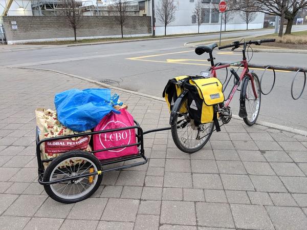 Bike with trailer and panniers at Main West Fortinos