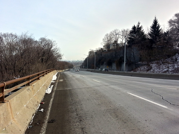 Looking down the Claremont Access