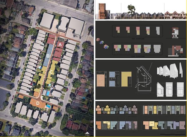 Image 5: Proposed site plan for the laneway infill development, and some preliminary unit layouts