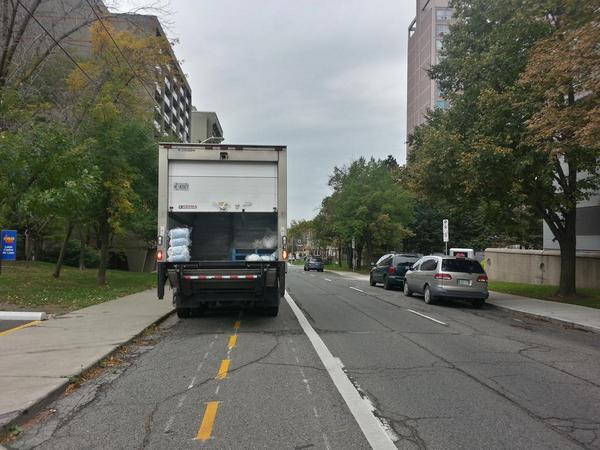 Delivery truck blocking Hunter Street bike lanes (RTH file photo)