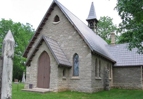 Figure 4: St Alban's Church, Rockton, built from Guelph dolomite. This geological formation outcrops throughout Beverly township and West Flamborough and was used extensively for building.