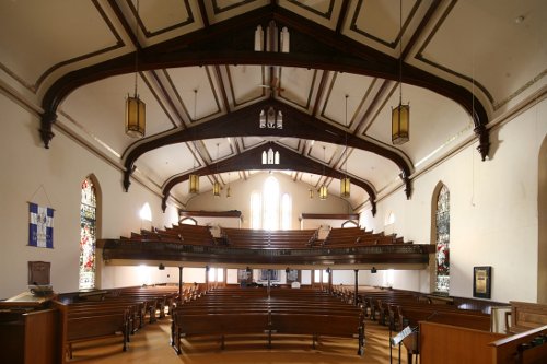 Fig. 7. Dundas, Knox Presbyterian Church, interior to S from pulpit platform.