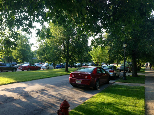 Curb parking on literally every street, including for park theatre-goers