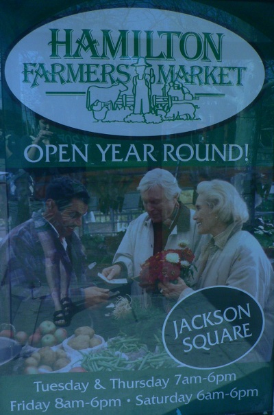 Poster promoting Hamilton Farmers Market