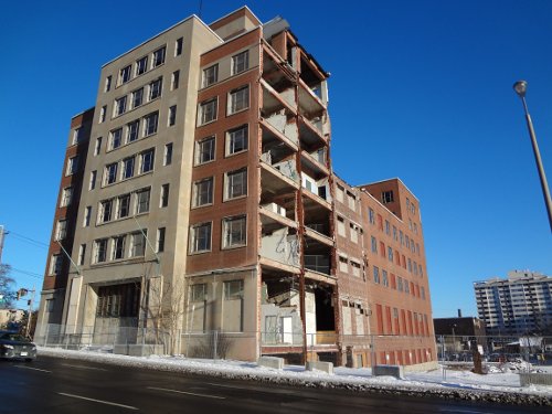 The remainder of the old Revenue Canada building at 150 Main Street West is exposed to the elements