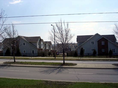 These homes face the Meadowlands Power Centre