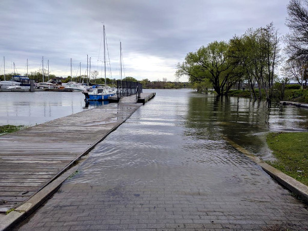 High water level at Pier 4 Park in May, 2017 (RTH file photo)