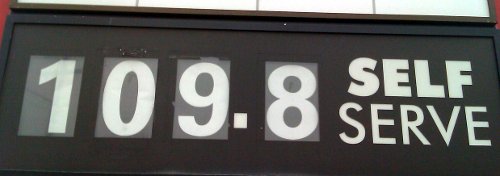 Gasoline $1.098 per litre in Hamilton