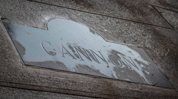 A stampted concrete sign is not enough to make Cannon welcoming to pedestrians