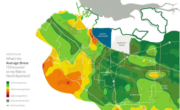 Google cycling network stress map