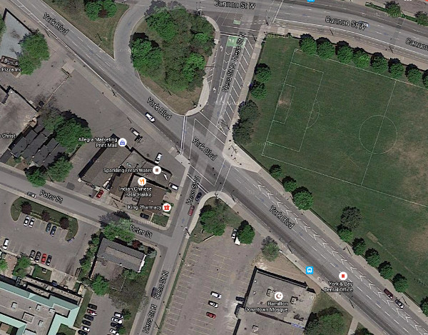 Satellite view: York Boulevard and Hess Street (Image Credit: Google Maps)