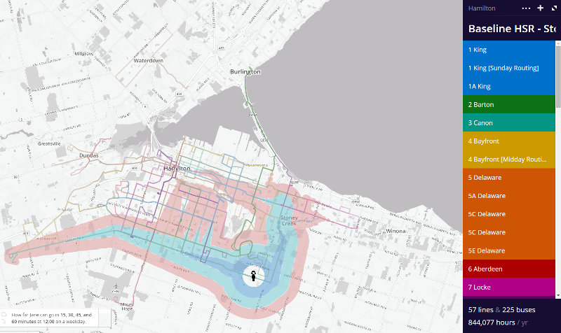 Travel time from southeast suburbs, baseline conditions