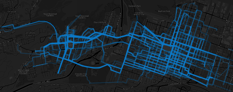 Hamilton Bike Share heatmap, December 11-13