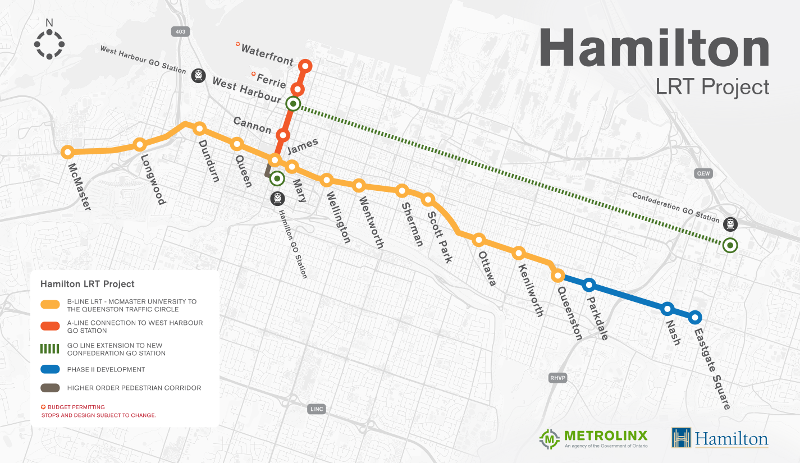 Hamilton LRT route map