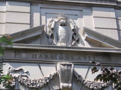 Figure 3. Carvings in Queenston stone on the Harmony Apartments, built in 1935. It is rare to see such detailed carvings in this stone.