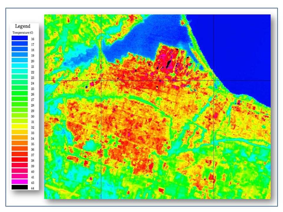 Heat island effect in Hamilton (Image Credit: Clean Air Partnership)
