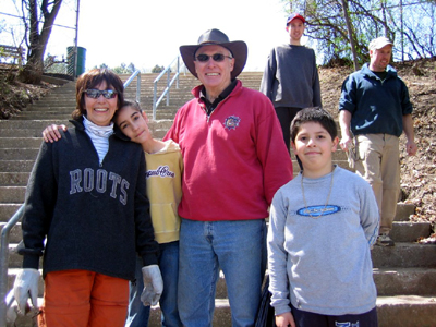 Chris Dunn poses for the camera with fellow volunteers.