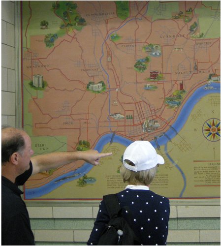 Seeing Cincinnati from the bottom up. Map of the water system in the filtration building.