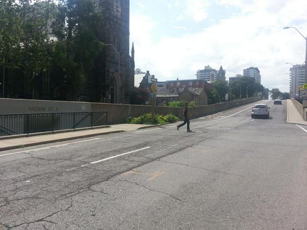 Uncontrolled crosswalk on Hunter at MacNab