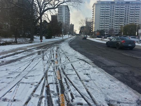 Hunter bike lanes looking west from Park, November 18, 2014
